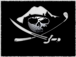 Logo Golfball als Piratentotenschädel