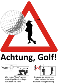 Warnschild Achtung Golfbälle